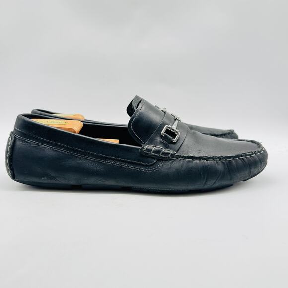 Cole Haan Shoes Mens 11.5 Black Leather Driving Moccasins Vtg Horsebit Loafers - Picture 2 of 13